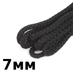 Шнур с сердечником 7мм, цвет Чёрный (плетено-вязанный, плотный)  в Кисловодске